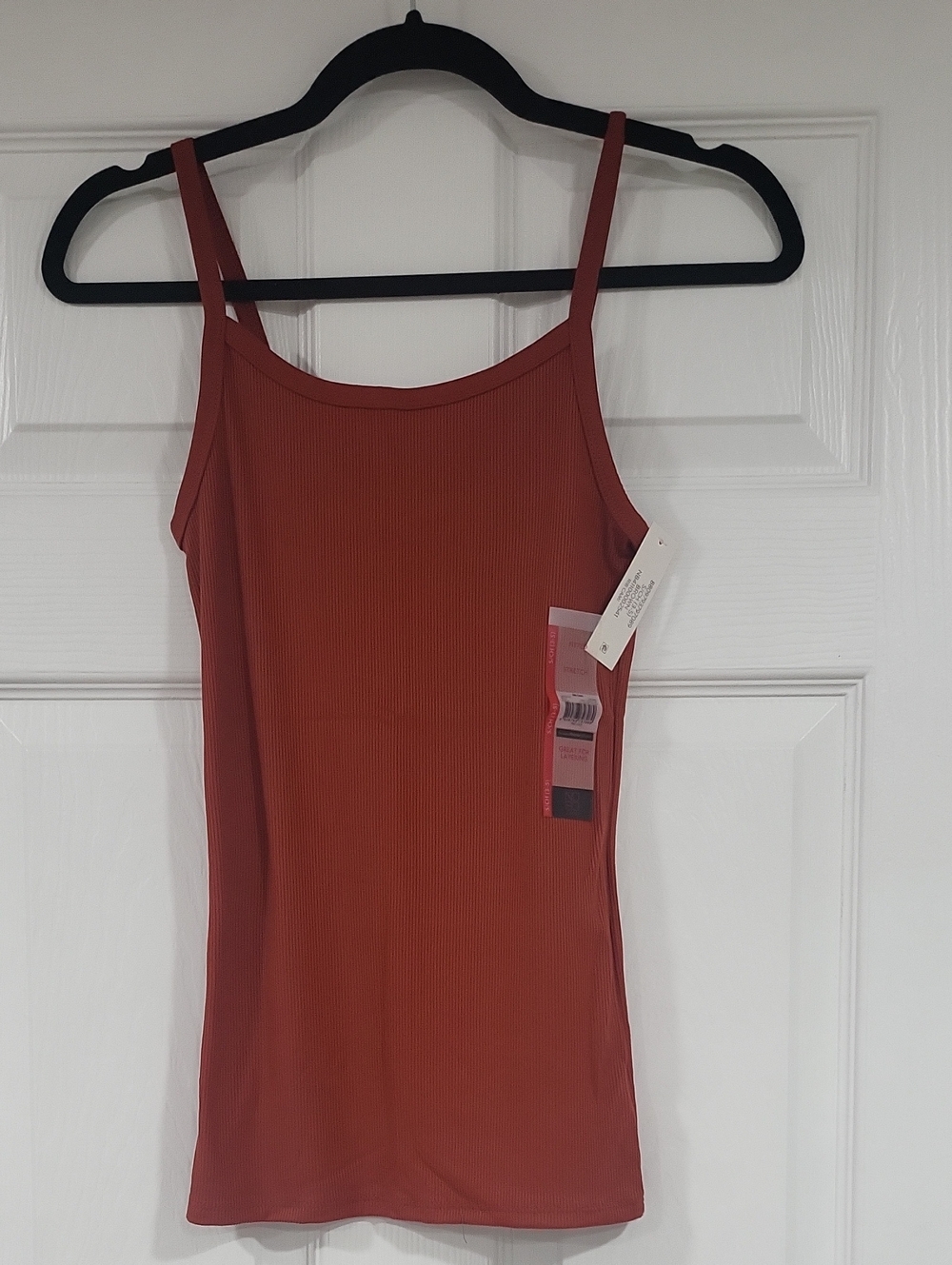 No Boundaries Rust Orange Ribbed Scoop Tank Top